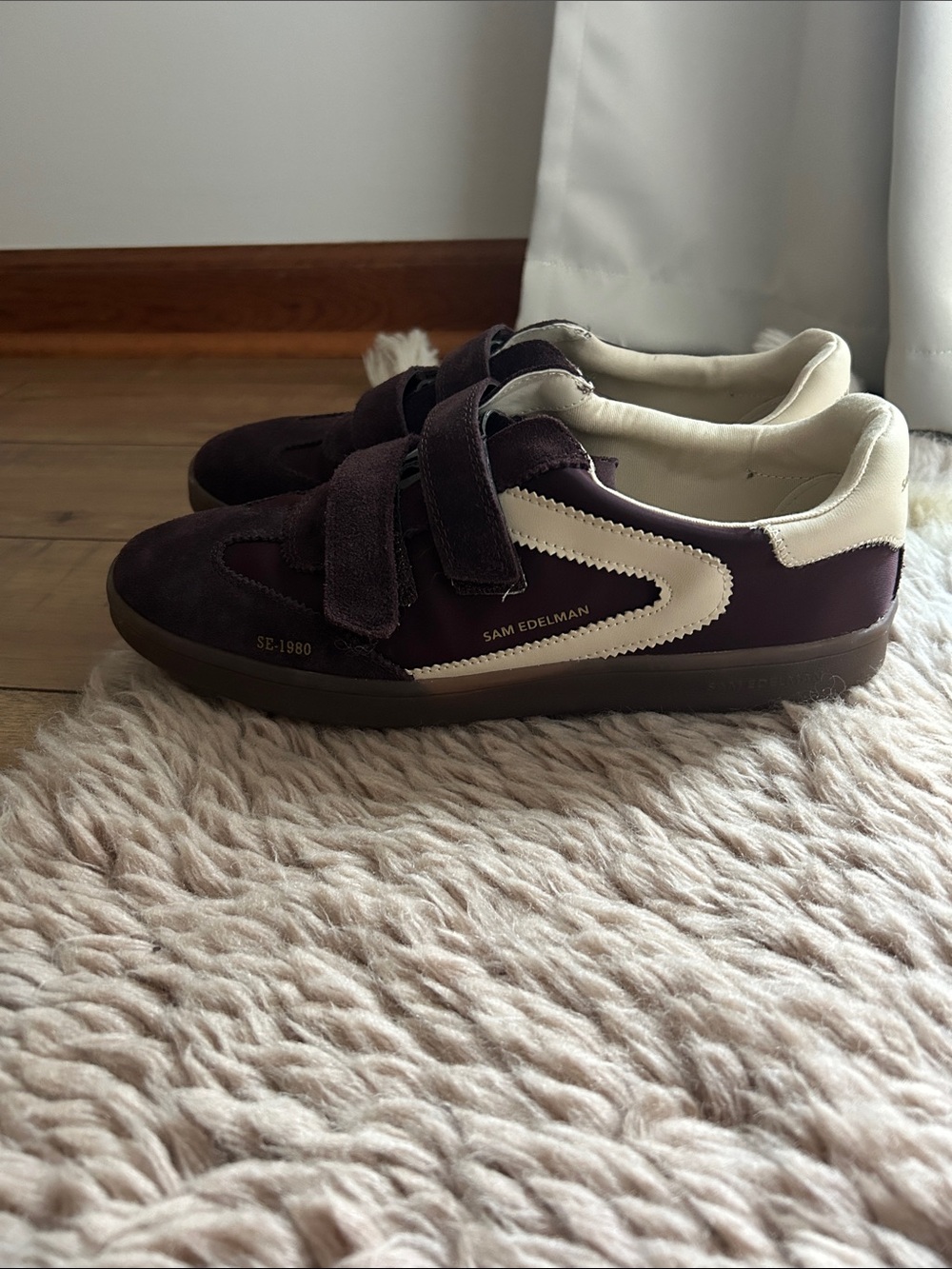 Sam Edelman Talia Brown and Cream Velcro Sneakers